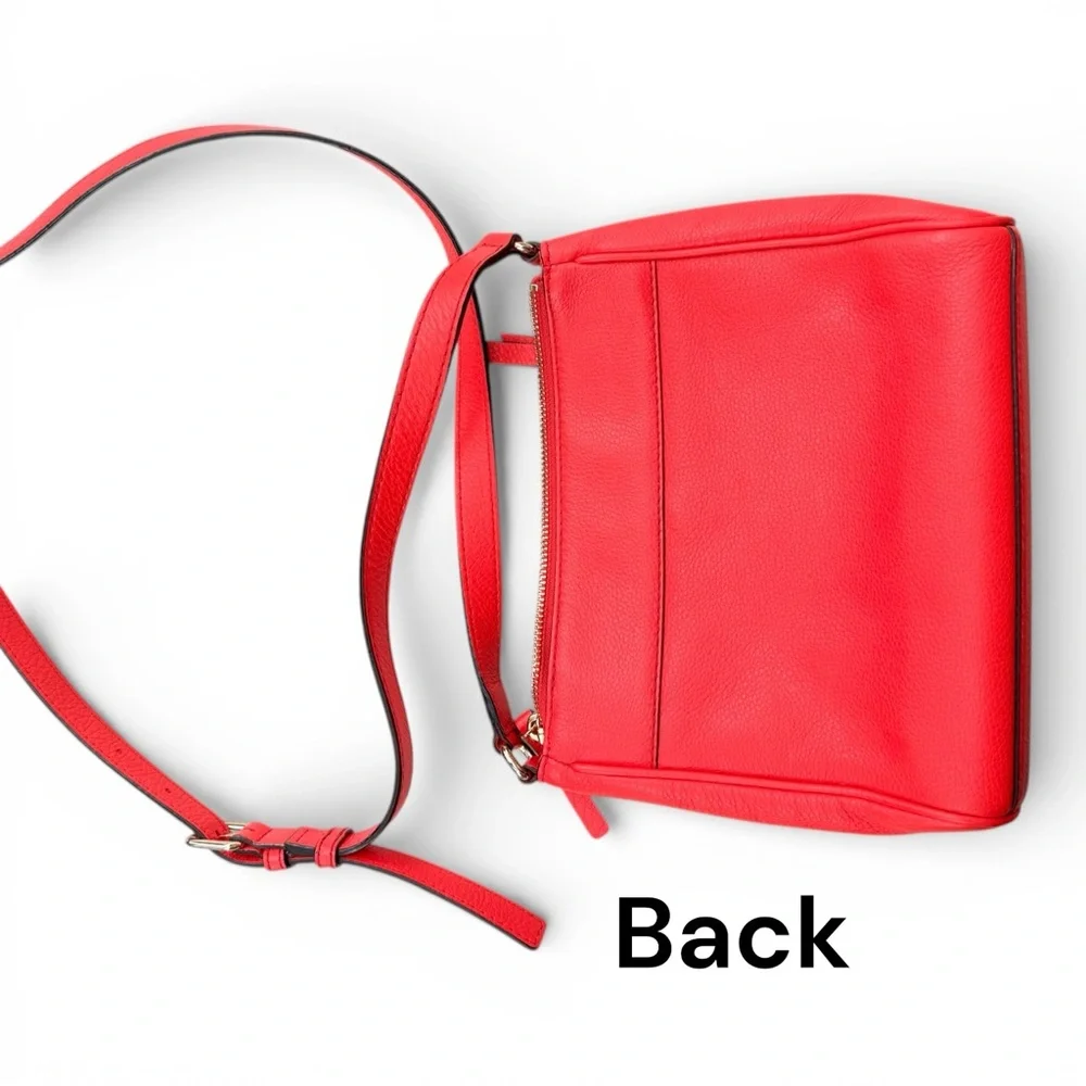 Kate Spade Crossbody Bag Women Coral Pebbled Leather Adjustable Strap